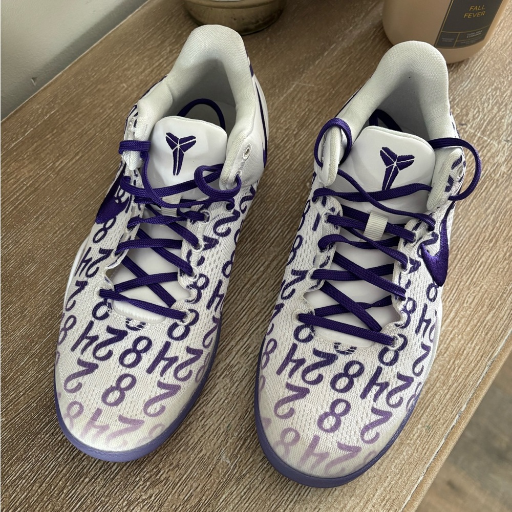 Kobe 8 Protro Court white with purple numbers, size 5Y, purchases from StockX